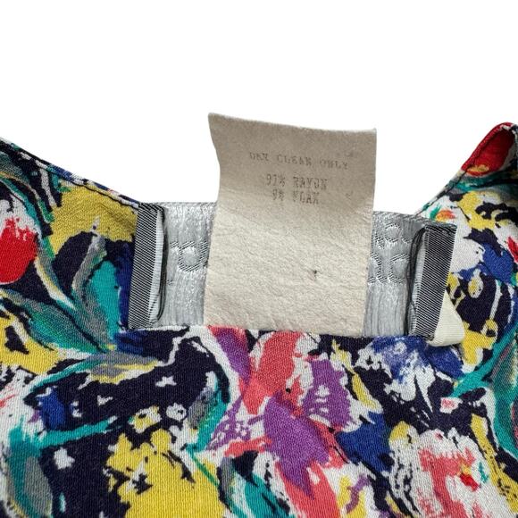 Vintage 80s Rayon Floral Midi Dress Size 9/10 Pockets Buttons CAROLE ANDERSON - Picture 7 of 10